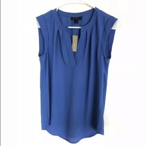 SOLD J. Crew Top Sleeveless Tank Split Neck Pleat